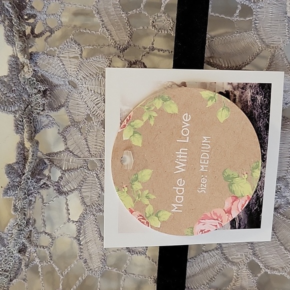 NWT Boho Grey Lace Button Front Blouse Vintage - Picture 2 of 8